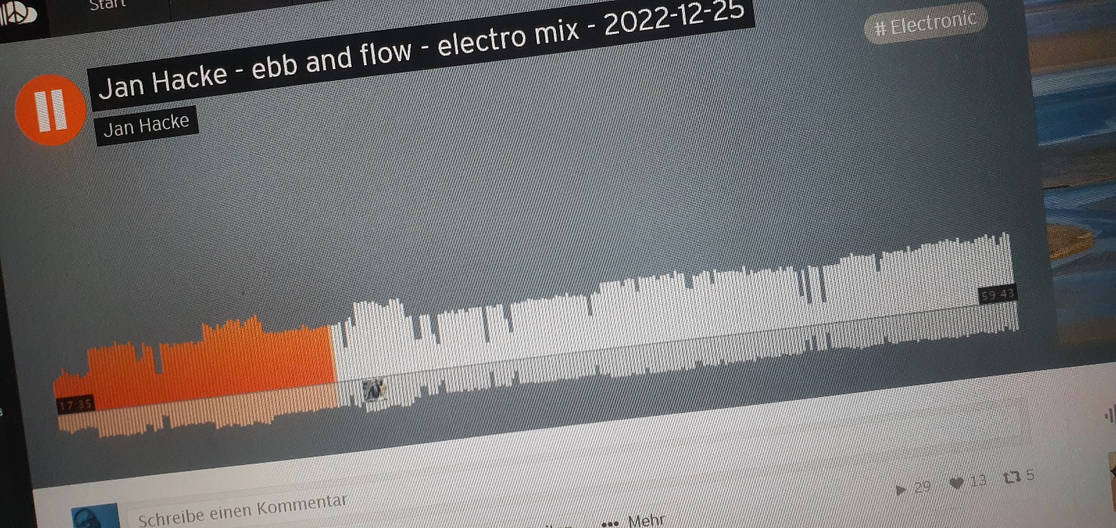 Screenshot Jan Hacke Electro Mix von Soundcloud